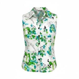 Dressbarn Sleeveless Blouse Green & Blue Size Medium